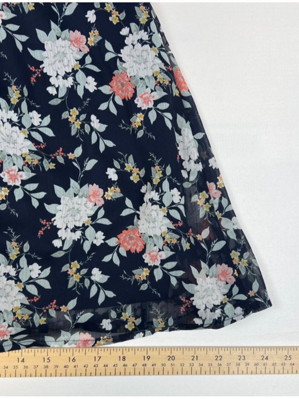 Trixxi Girl Women 12 Navy Blue Floral Chiffon Mini Dress Flutter Sleeve Casual - Picture 6 of 6